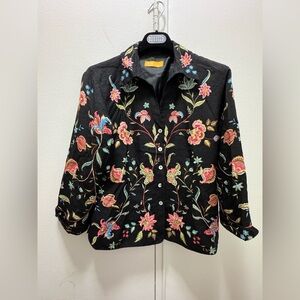 Vintage Crossland by Brico silk embroidered embellished jacket blouse small